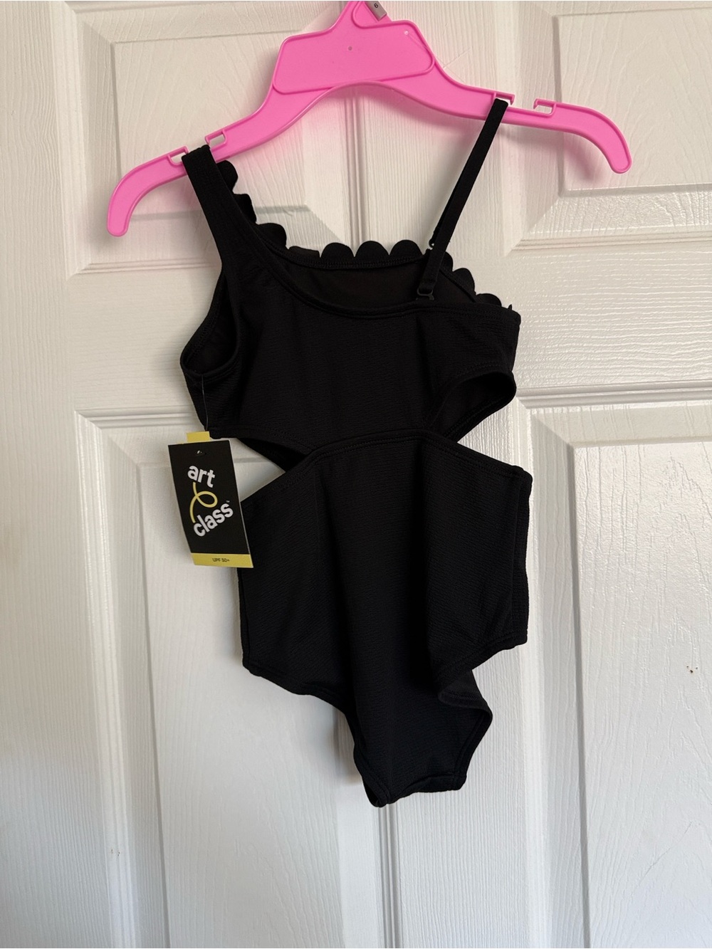 Girls size 4/5 art class Black Scalloped One-Piece Cutout Swimsuit